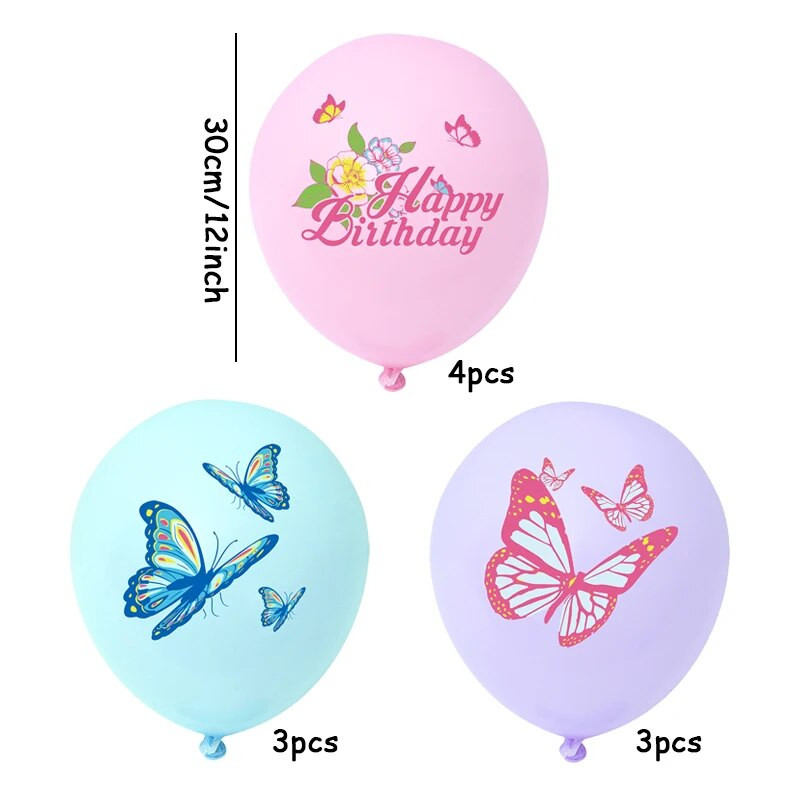 10 kom/komplet 12 inča sretan rođendan leptir motiv lateks balon uzorak tiskani baloni za rođendan vjenčanje baby tuš pribor