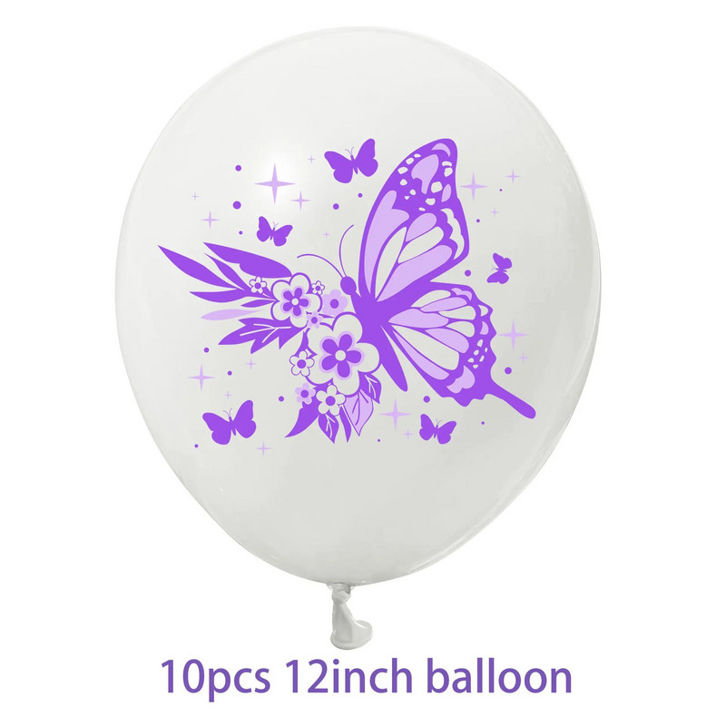 Violetinės drugelio temos gimtadienio vakarėlio dekoravimas drugelio latekso balionas Vestuvių scenos dekoravimas drugelio balionas