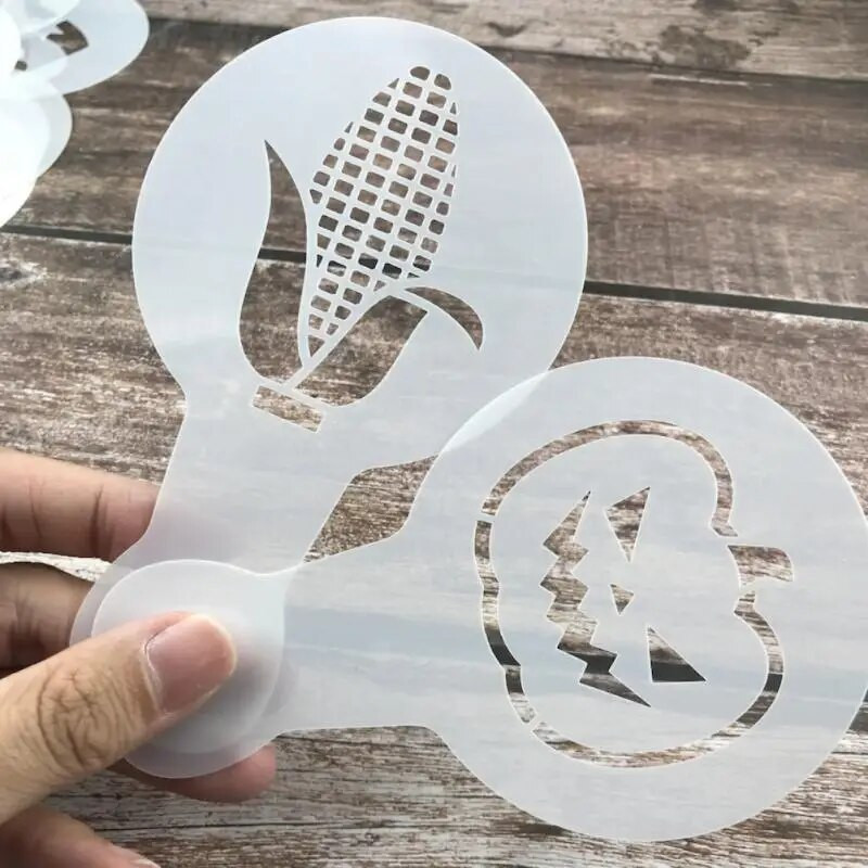 25Gb. Kafijas trafareti Izsmalcināti kafijas apdrukas modelim putu izsmidzināmie kūku trafareti Kafijas zīmēšanas kapučīno veidņu kafijas trafareti