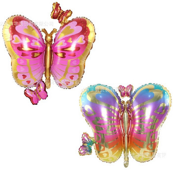 Балон с розово сърце и пеперуда от алуминиево фолио, украса за фея за рожден ден, голям и малък