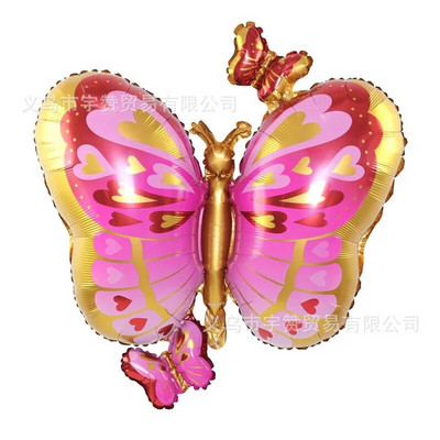 Балон с розово сърце и пеперуда от алуминиево фолио, украса за фея за рожден ден, голям и малък