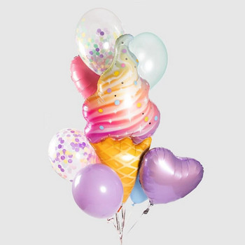 8 τεμ. Donut Ice Cream Star Balloon Paper Confetti Σετ μπαλόνι για Baby Shower Girl\'s Donut Happy Birthday Party Decorations