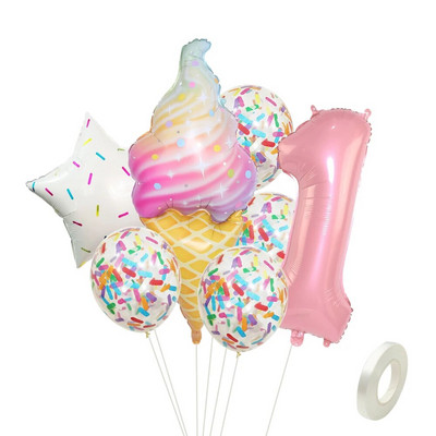 8kom krafna Ice Cream Star Balon Papirnati konfeti Set balona za Baby Shower Krafna za djevojčice Dekoracije za sretan rođendan