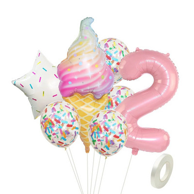 8kom krafna Ice Cream Star Balon Papirnati konfeti Set balona za Baby Shower Krafna za djevojčice Dekoracije za sretan rođendan
