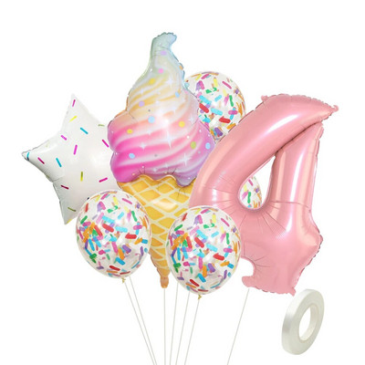 8kom krafna Ice Cream Star Balon Papirnati konfeti Set balona za Baby Shower Krafna za djevojčice Dekoracije za sretan rođendan
