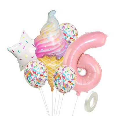 8kom krafna Ice Cream Star Balon Papirnati konfeti Set balona za Baby Shower Krafna za djevojčice Dekoracije za sretan rođendan