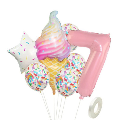 8kom krafna Ice Cream Star Balon Papirnati konfeti Set balona za Baby Shower Krafna za djevojčice Dekoracije za sretan rođendan