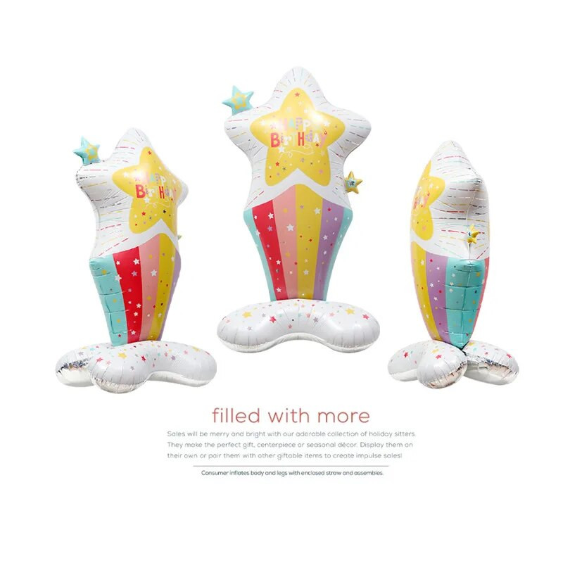 Sünnipäevapeokaunistus Alumiiniumkilest õhupallid Kolmemõõtmeline seisev kinkekarp Meteor Multifilmi Suur õhupall