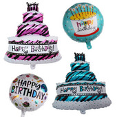 Цветни свещи Трислойна торта Балони от алуминиево фолио Честит рожден ден Парти Декор Детска цветна торта Балон от алуминиево фолио Balon