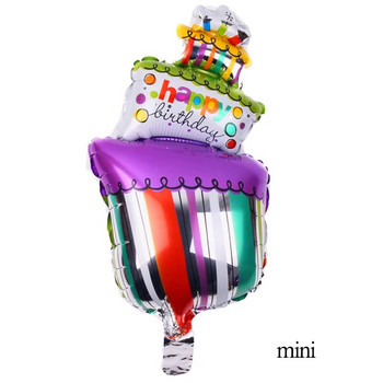 Цветни свещи Трислойна торта Балони от алуминиево фолио Честит рожден ден Парти Декор Детска цветна торта Балон от алуминиево фолио Balon