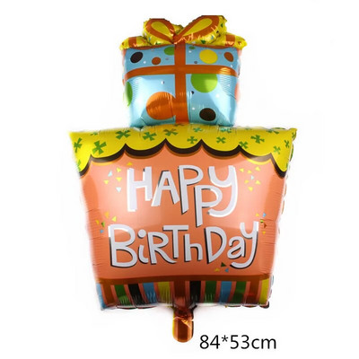 Цветни свещи Трислойна торта Балони от алуминиево фолио Честит рожден ден Парти Декор Детска цветна торта Балон от алуминиево фолио Balon