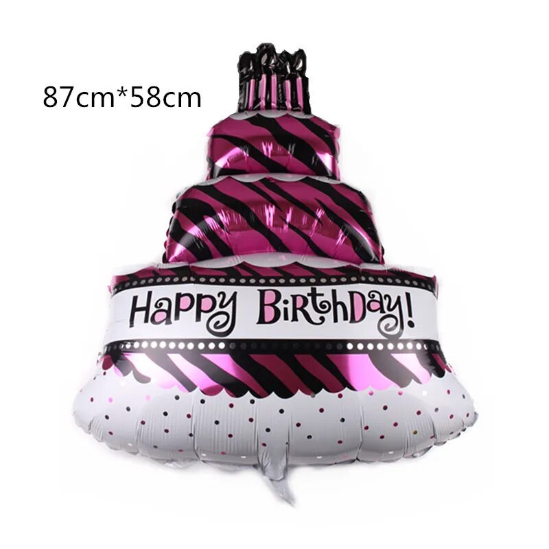 Цветни свещи Трислойна торта Балони от алуминиево фолио Честит рожден ден Парти Декор Детска цветна торта Балон от алуминиево фолио Balon