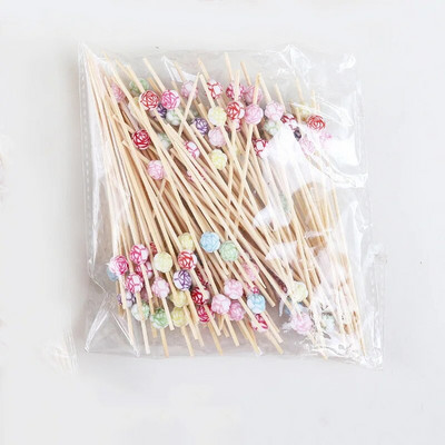 100 db Butterfly eldobható bambusz nyárs Élelmiszer koktél csákány Svédasztalos Gyümölcs Cupcake Villarudak Partiasztal dekorációs kellékek