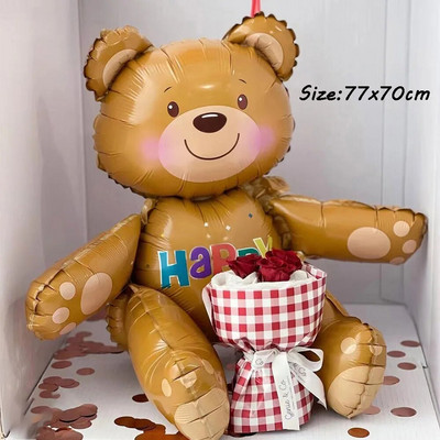 3D Happy Bear Фолиев балон Ins Hot Daisy Flower Birthday Party Decorations Kids Adult Event Party Decor Baby Shower Gift Balls