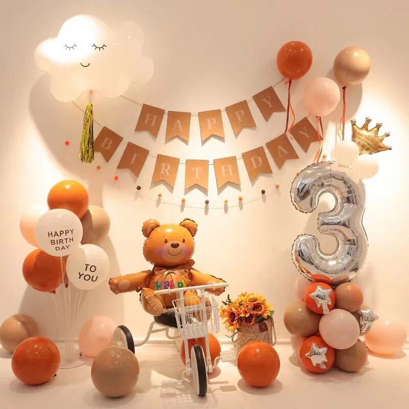 3D Happy Bear Фолиев балон Ins Hot Daisy Flower Birthday Party Decorations Kids Adult Event Party Decor Baby Shower Gift Balls