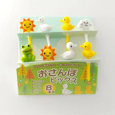 Armsad loomad Minimultika Puuviljad Kahvel Part Konn Päike Suupiste Kook Puu Hambaork Lõunasöök Bento Aksessuaarid Peokaunistus