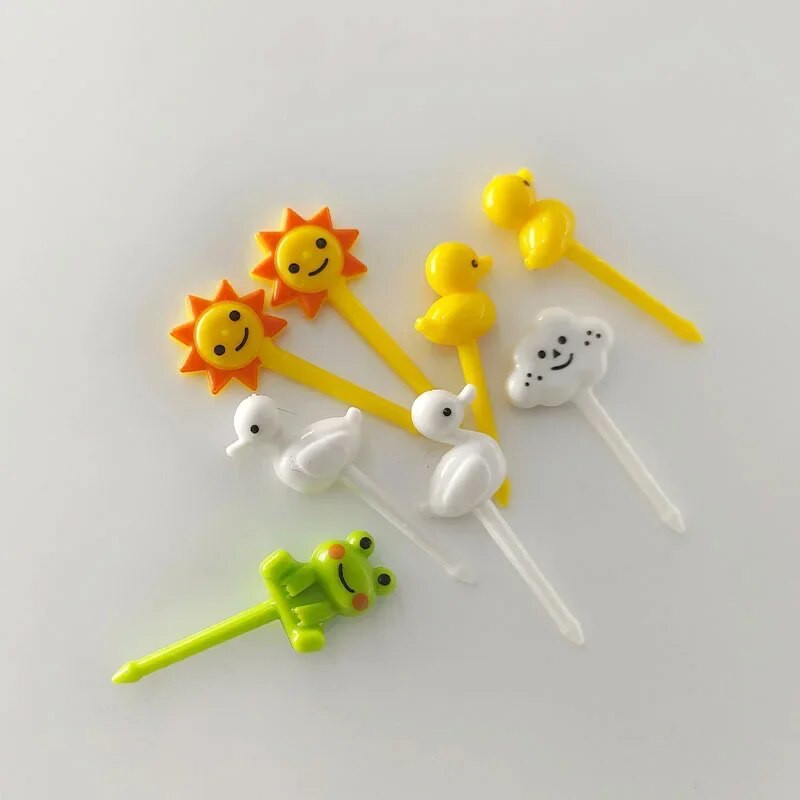 Armsad loomad Minimultika Puuviljad Kahvel Part Konn Päike Suupiste Kook Puu Hambaork Lõunasöök Bento Aksessuaarid Peokaunistus