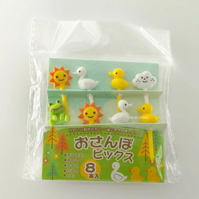 Armsad loomad Minimultika Puuviljad Kahvel Part Konn Päike Suupiste Kook Puu Hambaork Lõunasöök Bento Aksessuaarid Peokaunistus