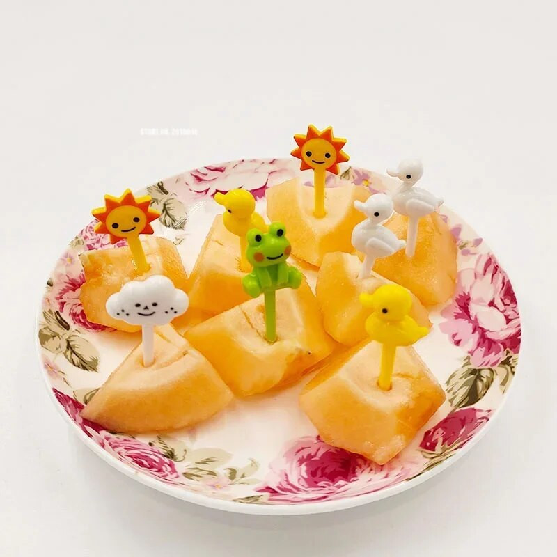 Armsad loomad Minimultika Puuviljad Kahvel Part Konn Päike Suupiste Kook Puu Hambaork Lõunasöök Bento Aksessuaarid Peokaunistus