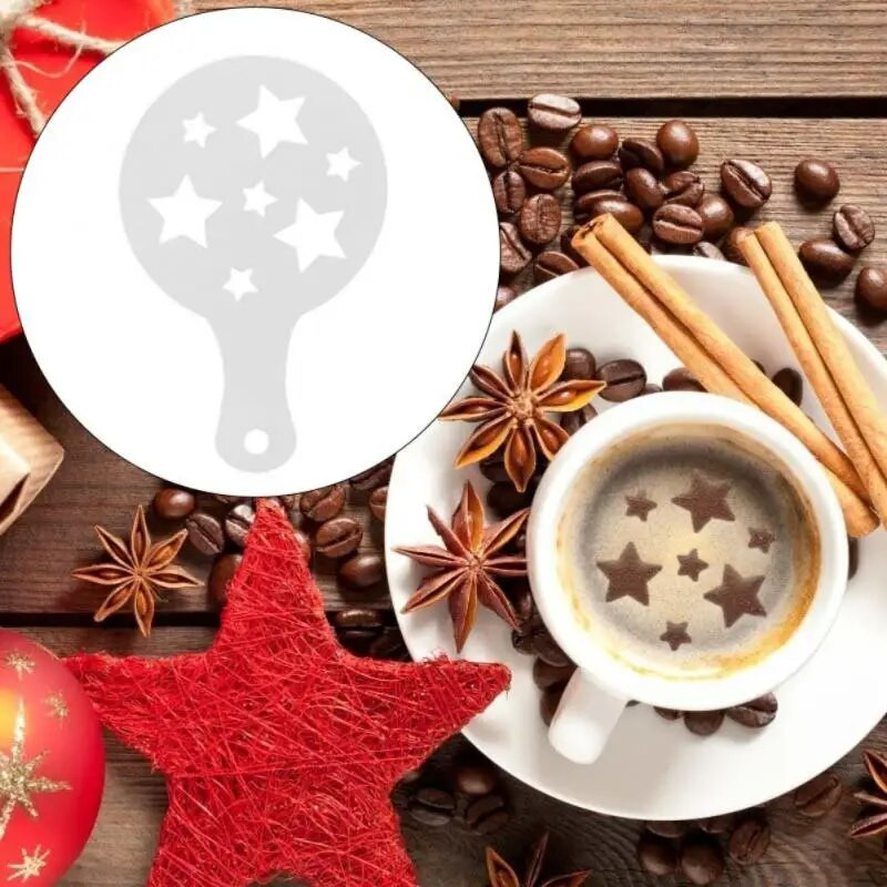 Formuoti kavos ir pieno pyrago pyrago pyrago trafareto šablono kavos baristos kapučino šablono šluostės šluostės dulkių purškimo įrankiai