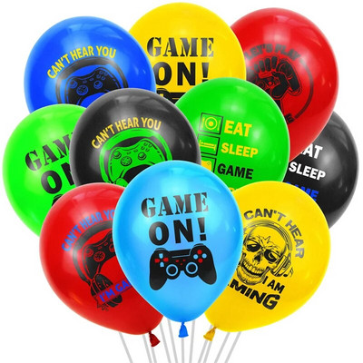 10 tk GAME ON Teemakomplekt Lateks õhupallibänner Palju õnne sünnipäevaks poisipoisi dušš Lemmikkaunistus MA MÄNGIN Ei kuule teid