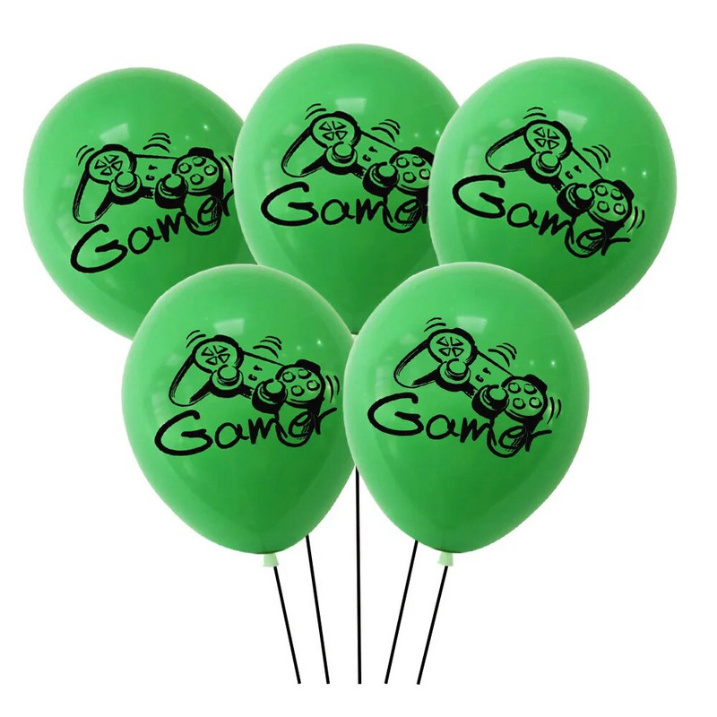 10 tk GAME ON Teemakomplekt Lateks õhupallibänner Palju õnne sünnipäevaks poisipoisi dušš Lemmikkaunistus MA MÄNGIN Ei kuule teid