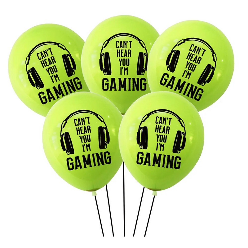 10 tk GAME ON Teemakomplekt Lateks õhupallibänner Palju õnne sünnipäevaks poisipoisi dušš Lemmikkaunistus MA MÄNGIN Ei kuule teid