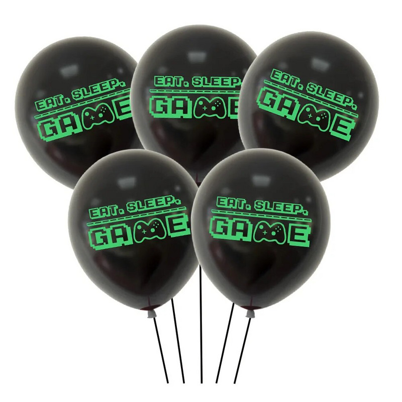10 tk GAME ON Teemakomplekt Lateks õhupallibänner Palju õnne sünnipäevaks poisipoisi dušš Lemmikkaunistus MA MÄNGIN Ei kuule teid
