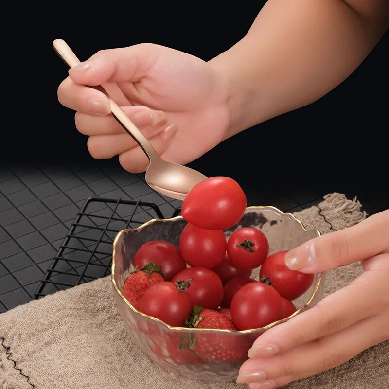 1 db rozsdamentes acél villa kanál hosszú nyelű otthoni hordozható diák kreatív gyümölcssaláta gombóc Multifunkciós nyugati evőeszközök