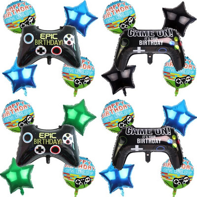 5 бр./компл. Game Ballons Video Game On Controller Foil Balloons Happy Birthday Globos Party Decoration Boy Kids Shooting Alpaca Toy