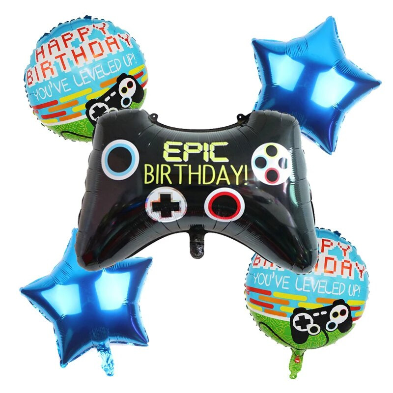 5 vnt./rinkinys Žaidimo balionai Vaizdo žaidimai ant valdiklio folijos balionai su gimtadieniu Globos vakarėlio puošmena Berniukas Vaikams šaudantis alpakų žaislas