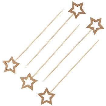 50 τεμ. Σουβλάκια κοκτέιλ από μπαμπού με πεντάκτινα αστέρια Χριστουγεννιάτικο σουβλάκι μπαμπού Μπάρμπεκιου μπαμπού σουβλάκι Διακόσμηση αναψυκτικών Σουβλάκι