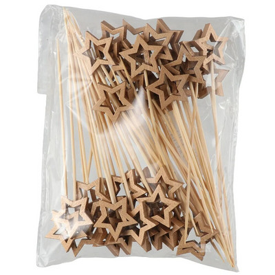 50 komada petokrake zvijezde Bambusovi koktel ražnjići Božićni bambusovi ražnjići Roštilj Bambusovi ražnjići Ukrasi za piće Ražnjići za miješanje
