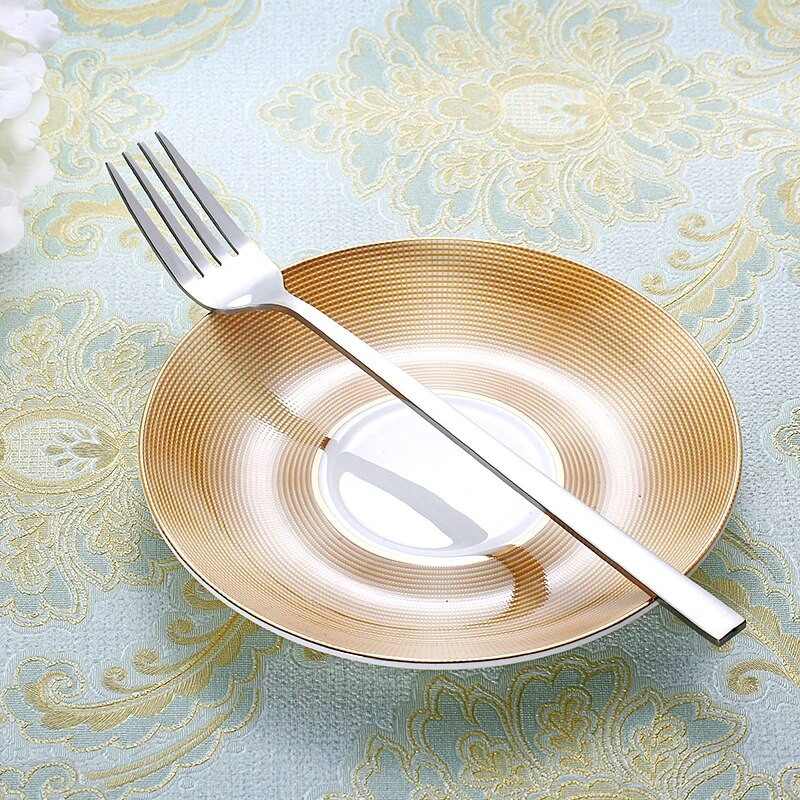 3 komada vilica za večeru od nehrđajućeg čelika s dugom ručkom Set stolnih vilica Korejski pribor za jelo Četverostruki zupci Vilice za salatu, desert, voće Kuhinjske 8,5''