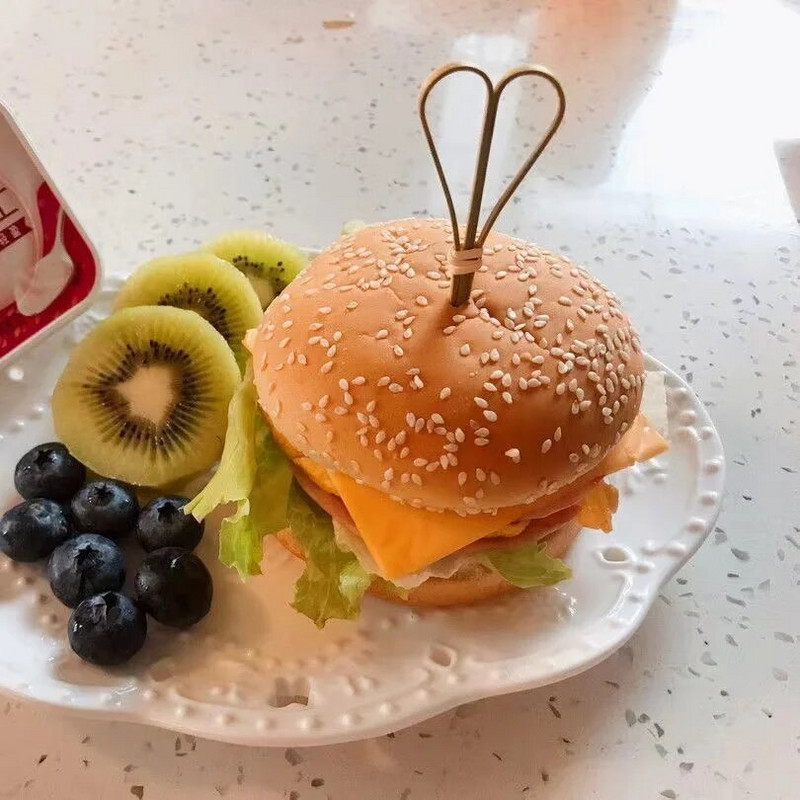 100 vnt., 12 cm, iškirpta styga Išgalvotas kūrybiškas bambuko ženklas vaisius iešmas kokteilių šakutė vaisius medis patrauklus dantų krapštukas vaisius