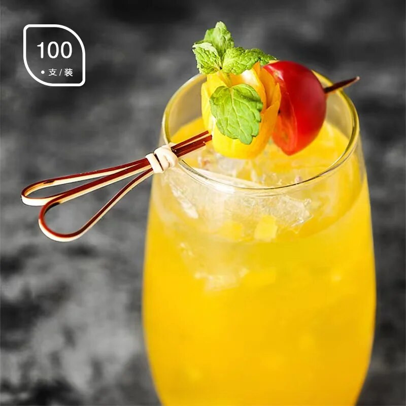 100 vnt., 12 cm, iškirpta styga Išgalvotas kūrybiškas bambuko ženklas vaisius iešmas kokteilių šakutė vaisius medis patrauklus dantų krapštukas vaisius