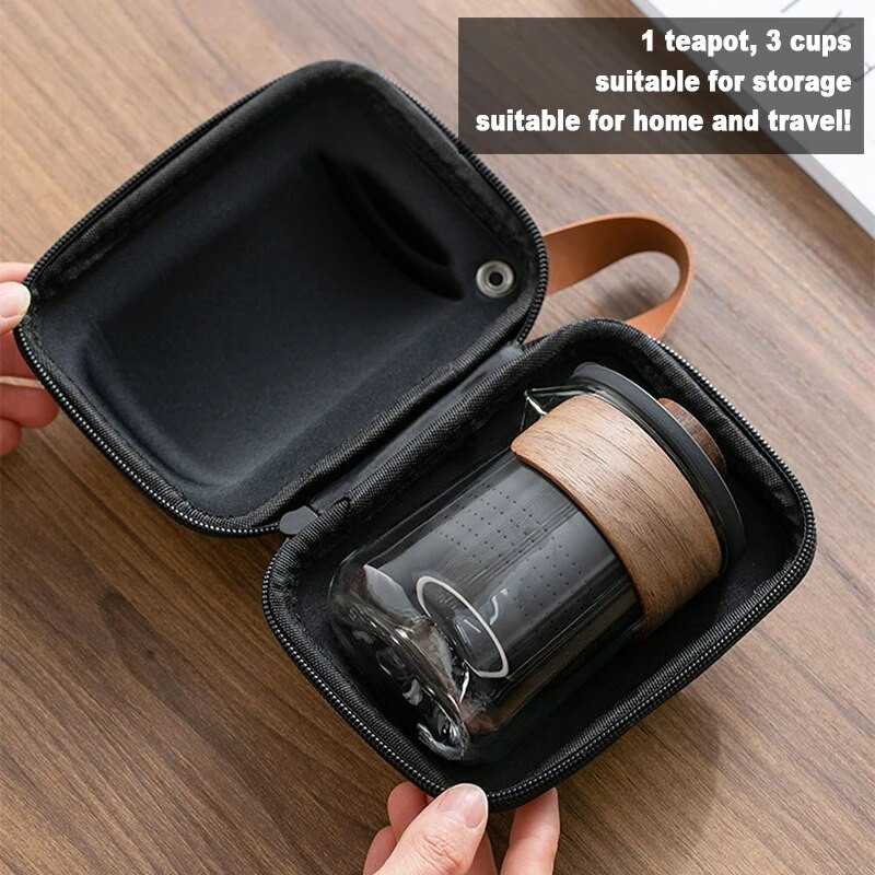 4vnt Kuai Ke puodelio kelioninis arbatos rinkinys nešiojimo krepšys Kung Fu arbatos puodelis Stiklas 1 puodas 3 keraminis puodelis lauko arbatinukas mažas rinkinys puodelio rinkinys