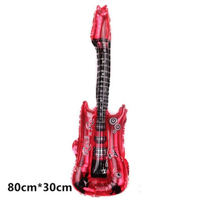 Rock and Roll léggömbök Videó Jegyzet Gitár Zenekar Mikrofon Boldog születésnapot Banner Party Dekorációk Zene Rádió Torta Topper Ballon