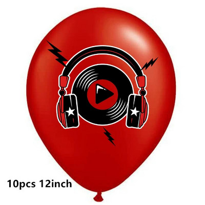 Rock and Roll léggömbök Videó Jegyzet Gitár Zenekar Mikrofon Boldog születésnapot Banner Party Dekorációk Zene Rádió Torta Topper Ballon