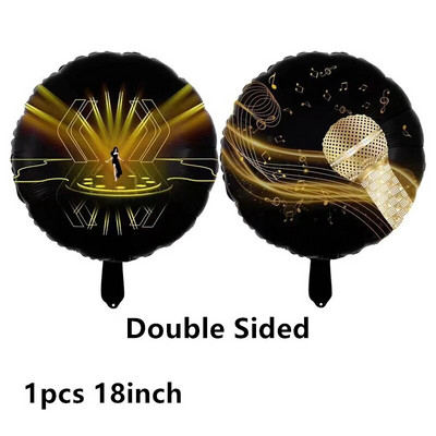 Rock and Roll léggömbök Videó Jegyzet Gitár Zenekar Mikrofon Boldog születésnapot Banner Party Dekorációk Zene Rádió Torta Topper Ballon