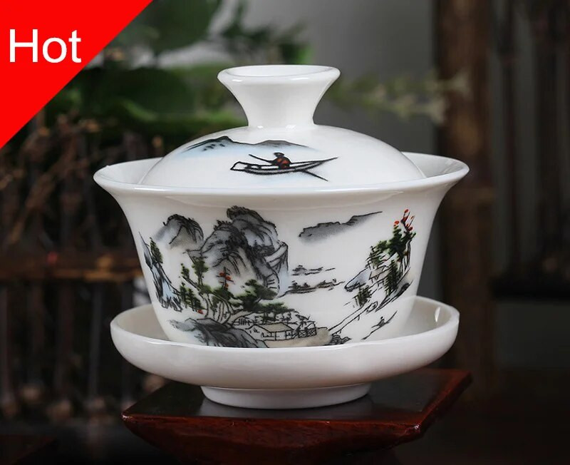 Kineski običaji Gai Wan Set za čaj Porculanski set za čaj Dehua Gaiwan Tea Porculanski set lonaca za putovanja Prekrasan i jednostavan kuhalo za vodu