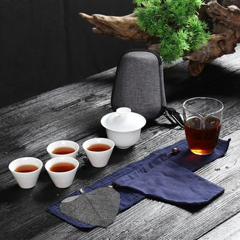 Керамична чаша за чай gaiwan за китайско кунг-фу пътен сервиз за чай, сервиз за напитки с пътна чанта Безплатна доставка B33