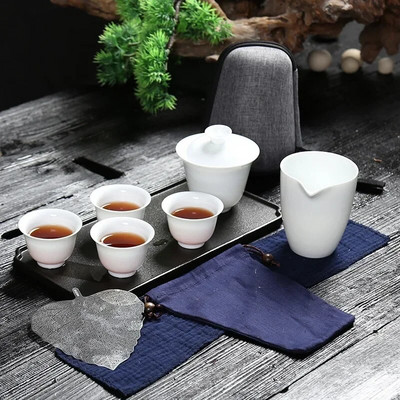 Ceașcă de ceai gaiwan din ceramică pentru set de ceai de călătorie kung fu chinezesc vase cu geantă de călătorie Livrare gratuită B33