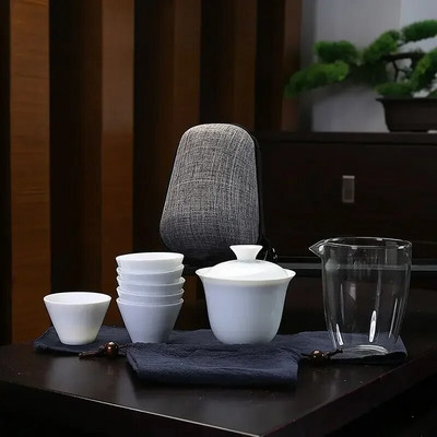 Keramikas Gaiwan tējas krūze ķīniešu kung fu ceļojumu tējas komplektam dzērienam ar ceļojumu somu Bezmaksas piegāde B33