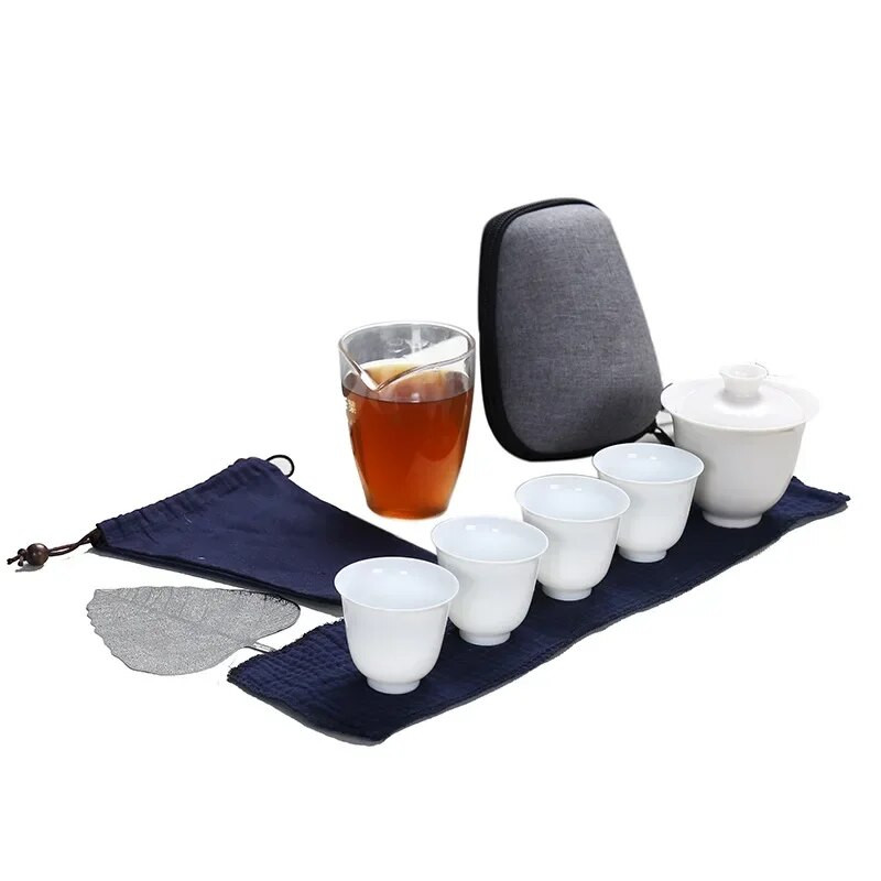 Keramikas Gaiwan tējas krūze ķīniešu kung fu ceļojumu tējas komplektam dzērienam ar ceļojumu somu Bezmaksas piegāde B33