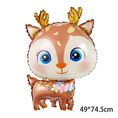 Фолиеви балони Карикатура Сладки елени Животни в гората от джунглата Елени Декорация за рожден ден Животни Балон Декорация за парти за бебешко парти