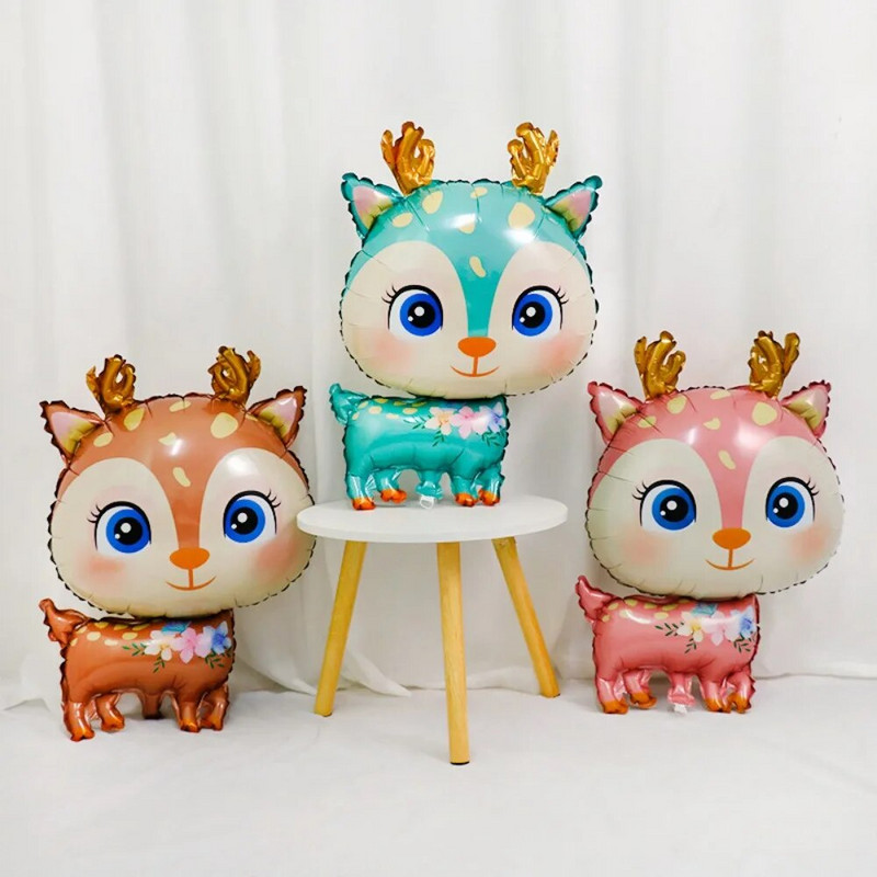 Фолиеви балони Карикатура Сладки елени Животни в гората от джунглата Елени Декорация за рожден ден Животни Балон Декорация за парти за бебешко парти