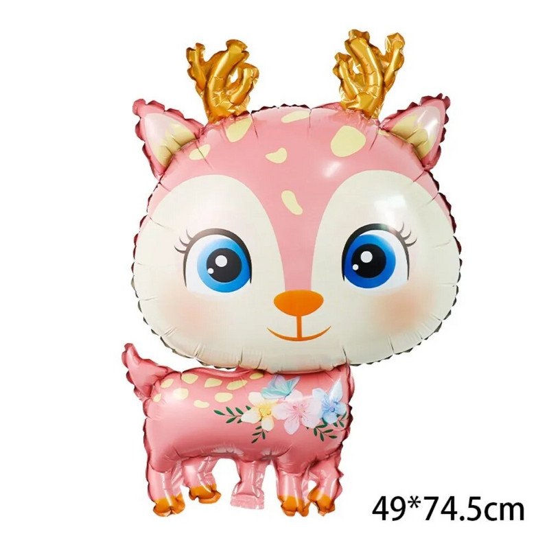 Фолиеви балони Карикатура Сладки елени Животни в гората от джунглата Елени Декорация за рожден ден Животни Балон Декорация за парти за бебешко парти