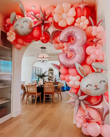 Великденско зайче 40-инчов комплект балони с числа Macaron Orange Слънчоглед Хелий Globos Baby Shower Рожден ден Пролет Великден парти Консумативи