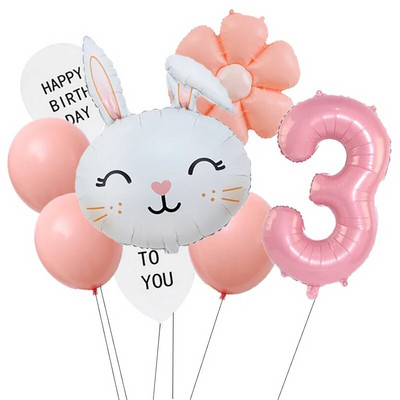 Великденско зайче 40-инчов комплект балони с числа Macaron Orange Слънчоглед Хелий Globos Baby Shower Рожден ден Пролет Великден парти Консумативи